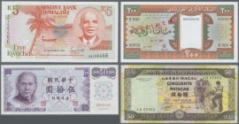 Alle Welt: Huge collectors album with 260 banknotes from all over the world comprising for example Mauritania 100, 200 and 500 Ouguiya 1983/85 front a...