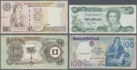 Alle Welt: Small box with 300 banknotes from all over the world with some duplicates, comprising for example Greece 10 Drachmai 1943, Congo 1000 Franc...