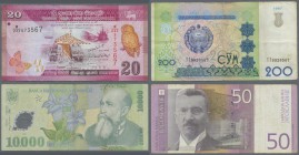 Alle Welt: Small box with 185 banknotes from all over the world with some duplicates, comprising for example Yugoslavia 50 Dinara 1998 and 50 Dinara 2...