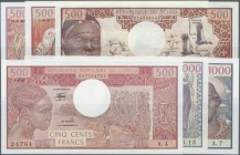 Africa: interesting set of 6 banknotes containing Cameroon 500 Francs 1983 P. 15d (UNC), Chad 1000 Francs 1980 P. 7a (XF+), Chad 500 Francs ND(1974) P...
