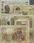 Africa: set of 8 different banknotes french african colony banknotes containin Mali 500 Francs ND P. 12 (F-), Cameroon 100 Francs ND P. 10 (F- to F), ...