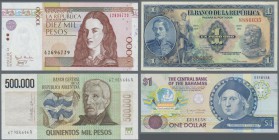 South America: larger lot of about 250 banknotes from America, mostly in UNC condition, containing the following countries: Guatemala, Ecuador, Barbad...
