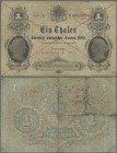 Deutschland - Altdeutsche Staaten: Königlich-Sächsisches Cassenbillett, 1 Taler, 2.3.1867, PiRi A396, stärker gebraucht mit zwei Aufnadelungslöchern l...