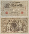 Deutschland - Deutsches Reich bis 1945: 1000 Mark 1898 Ro. 18 mit waagrechter und senkrechter Falte in Erhaltung: VF- bis VF.