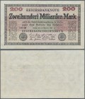 Deutschland - Deutsches Reich bis 1945: 200 Milliarden Mark 1923 Ro. 118e, in Erhaltung F+ bis VF-.