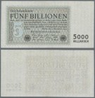 Deutschland - Deutsches Reich bis 1945: Reichsbanknote 5 Billionen Reichsmark 1923, Firmendruck, KN 6-stellig, leichte Falten im Papier, horizontal un...