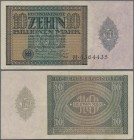 Deutschland - Deutsches Reich bis 1945: 10 Billionen Mark 1924 Ro. 134 mit mehreren Falten in Erhaltung: F+ bis VF-.