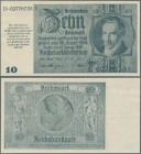 Deutschland - Deutsches Reich bis 1945: 10 Reichsmark Schörner Notgeldausgabe 1945 Ro 181, vertikal und horizontal gefaltet, festes Papier, originale ...