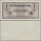 Deutschland - Deutsches Reich bis 1945: 1 Reichspfennig ND Ro. 500 mit Mittelfalte und Handling im Papier in Erhaltung: VF.