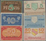 Deutschland - Alliierte Miltärbehörde + Ausgaben 1945-1948: Baden, Staatsschuldenverwaltung, 3 Kleingeldscheine 5, 10, 50 Pfennig, 1947 (Ro.208b, 209d...
