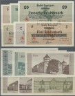 Deutschland - Alliierte Miltärbehörde + Ausgaben 1945-1948: Stuttgart, Stadt, 1, 2, 5, 10, 20 Reichsmark, 1.5.1945, Erh. I, 5 Scheine, Wiederaufbauspe...