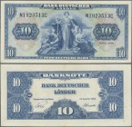 Deutschland - Bank Deutscher Länder + Bundesrepublik Deutschland: 10 DM 1949, Serie ”N/C”, Ro.258, sehr saubere Note mit drei leichten senkrechten Kni...