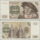Deutschland - Bank Deutscher Länder + Bundesrepublik Deutschland: 50 DM 1960, Serie ”K/Y”, Ro.265a, leicht gebraucht mit Mitteknick, sehr sauber, Erha...
