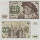 Deutschland - Bank Deutscher Länder + Bundesrepublik Deutschland: 50 DM 1960, Serie ”M/A”, Ro.265b, minimale Stauchungen im Papier, sonst einwandfrei:...