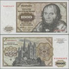 Deutschland - Bank Deutscher Länder + Bundesrepublik Deutschland: 1000 DM 1960 Serie ”W/B”, Ro.268a, nahezu kassenfrische Erhaltung mit ganz leichtem ...