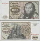Deutschland - Bank Deutscher Länder + Bundesrepublik Deutschland: 1000 DM 1960 Serie ”W/B”, Ro.268a in kassenfrischer Erhaltung: UNC