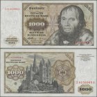 Deutschland - Bank Deutscher Länder + Bundesrepublik Deutschland: 1000 DM 1960 Ersatznote Serie ”Z/A”, Ro.268b, saubere Gebrauchserhaltung mit einigen...