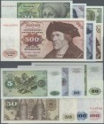 Deutschland - Bank Deutscher Länder + Bundesrepublik Deutschland: Lot mit 6 Banknoten 5 - 500 DM 1970, Ro.269a-274a, 10 und 100 DM in kassenfrisch, so...