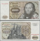 Deutschland - Bank Deutscher Länder + Bundesrepublik Deutschland: 1000 DM 1977, Serie ”W/D”, Ro.280a, links am Rand leicht beschnitten, ansonsten kass...