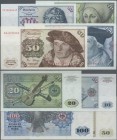 Deutschland - Bank Deutscher Länder + Bundesrepublik Deutschland: Lot mit 4 Banknoten Serie 1980 ohne Copyright, mit 10, 20, 50 und 100 DM, Ro.281a-28...