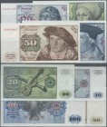 Deutschland - Bank Deutscher Länder + Bundesrepublik Deutschland: Set mit 4 Banknoten Serie 1980 ohne Copyright, mit 10, 20, 50 und 100 DM, Ro.281a-28...