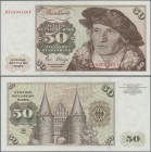 Deutschland - Bank Deutscher Länder + Bundesrepublik Deutschland: 50 DM 1980 Serie ”KG/X” ohne Copyright, Ro.283a, leicht gebraucht mit senkrechtem Mi...
