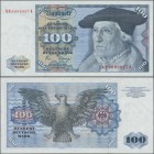 Deutschland - Bank Deutscher Länder + Bundesrepublik Deutschland: 100 DM 1980 Serie ”NH/K” ohne Copyright, Ro.284a, senkrechter Mittelknick, sonst ein...