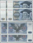 Deutschland - Bank Deutscher Länder + Bundesrepublik Deutschland: Set mit 4 fortlaufend nummerierten Noten zu 100 DM 1980 ohne copyright auf der Rücks...