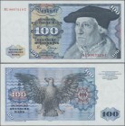 Deutschland - Bank Deutscher Länder + Bundesrepublik Deutschland: 100 DM 1980 mit Copyright, Serie ”NL/Z”, Ro.289a, zwei senkrechte Mittelknicke und b...