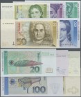 Deutschland - Bank Deutscher Länder + Bundesrepublik Deutschland: Lot mit 5 Banknoten Serie 1991 mit 5, 10, 20, 50 und 100 DM, Ro.296a-300a, 50-er mit...