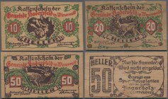 Deutschland - Notgeld besonderer Art: Hadersfeld im Wienerwald (Österreich), Gemeinde, 10, 20, 50 Heller, 1.6.1920, 1. Auflage, 10 Heller, 1.6.1920, 2...