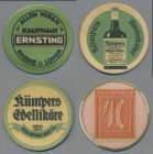 Deutschland - Briefmarkennotgeld: RHEINE, Kaufhaus Ernsting, 5 Pf. Ziffer, Kümpers Amsterdamer Magen-Bitter, 100 Pf. Arbeiter, Kümpers Edelliköre, 40 ...
