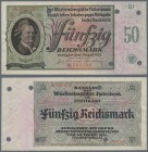 Deutschland - Länderscheine: Württembergische Notenbank 50 Reichsmark 1925 WRB-29a, mit sehr niedriger Seriennummer #000098, sowie 6 Loch-Entwertungen...