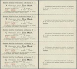 Deutschland - Notgeld - Baden: Mannheim, Allgemeiner Rabatt-Spar-Verein, Streifen von 5 x 1 Mark, 10.8.1914, Serie A - E, Erh. I-