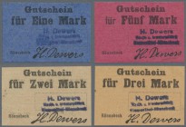 Deutschland - Notgeld - Bremen: Rönnebeck, H. Dewers, Masch. u. Armaturenfabrik, 1, 2, 3, 5 Mark (je 2), o. D., jeweils mit vs. Firmenstempel und unte...