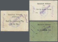Deutschland - Notgeld - Elsass-Lothringen: Altthann, Oberelsass, Gemeinde, 20, 50 Pf., 1 Mark, 1914, entwertet, Erh. II - III-, total 3 Scheine