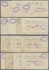 Deutschland - Notgeld - Elsass-Lothringen: Altthann, Oberelsass, Piénoz-Kachler, 3, 10, 20 Mark, o. D., Geschäftskarte mit Zierleiste, 50 Pf., 1, 2 Ma...