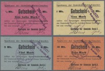 Deutschland - Notgeld - Westfalen: Horst-Emscher, Sparkasse der Gemeinde, 1/2, 1, 2, 5, 10 Mark, o. D., entwertet, Erh. I-II, total 5 Scheine