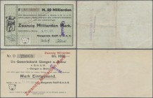 Deutschland - Notgeld - Württemberg: Giengen, Margarete Steiff G.m.b.H., 20 Mrd. Mark, 3.11.1923, Erh. III-, 20 Mrd. Mark Überdruck, 16.11.1923, Erh. ...