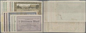 Deutschland - Notgeld - Württemberg: Leutkirch, Amtskörperschaft, 500 Tsd. Mark, 1 Mio. (2, A und B), 5, 10 Mio. Mark, 10, 500 Mrd. Mark, 20.8.1923, O...
