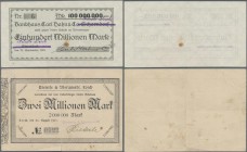 Deutschland - Notgeld - Württemberg: Lorch, Bankhaus Carl Hahn, Filliale Lorch, 100 Mio. Mark, 25.9.1923, Erh. II-, Dieterle & Marquardt, 2 Mio. Mark,...