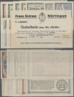Deutschland - Notgeld - Württemberg: Nürtingen, Stadt, 50 Pf.(2, KN rot und schwarz, 1918 bzw. 1920), 500 Tsd., 1 Mio. Mark, 18.8.1923, 5, 10, 20, 50 ...
