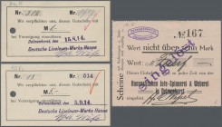 Deutschland - Notgeld - Niedersachsen: Delmenhorst, Deutsche Linoleum-Werke Hansa, 50 Pf., 1, 2, 3, 5 Mark, Daten 15.8.1914 - 5.9.1914, 11 entwertete ...