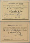 Deutschland - Notgeld - Niedersachsen: Einswarden, J. Frerichs & Co. Aktiengesellschaft, 1 (2), 2 (3), 3 (2), 5 (2), 10 (2) Mark, 22.8.1914, davon 2 S...