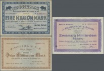 Deutschland - Notgeld - Württemberg: Ulm, Stadt, 5, 10, 20 Mark, 22.10.1918, 500 Mark, 10.10.1922, 500 Tsd., 1, 2, 5, 10 Mio. Mark, 14.8.1923, 20, 50,...