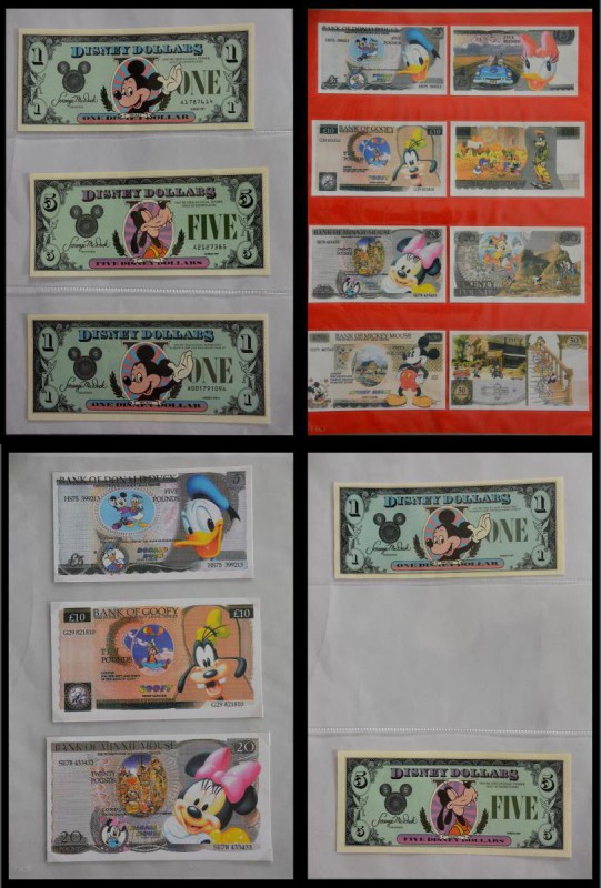 Varia: 1987-2014: Beautiful collection, mosty uncirculated Disney dollars (bankn...