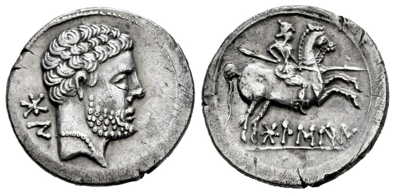 Bolskan. Denarius. 180-20 BC. Huesca. (Abh-1912). (Acip-1423). (MIB-212/13). Anv...