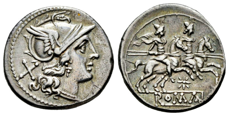 Anonymous. Denarius. 200-190 BC. Rome. (Ffc-39). (Craw-113/1). (Cal-39). Anv.: H...