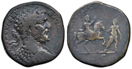 Settimio Severo (193-211) Sesterzio - Busto laureato a d. - R/ L'imperatore a cavallo a d. preceduto da un soldato - RIC 719 AE (g 22,85) Ex Artemide,...