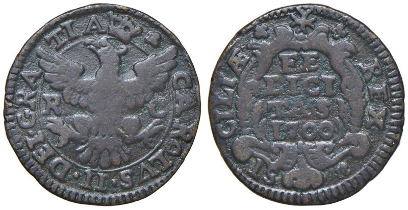 PALERMO Carlo II (1665-1700) Grano 1700 - MIR 497/3 CU(g 4,78)

qBB/BB